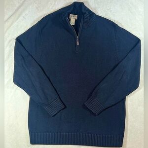 L.L. Bean Black Thick Cotton XL Ribbed Next 1/4 Quarter Zip Sweater C22
